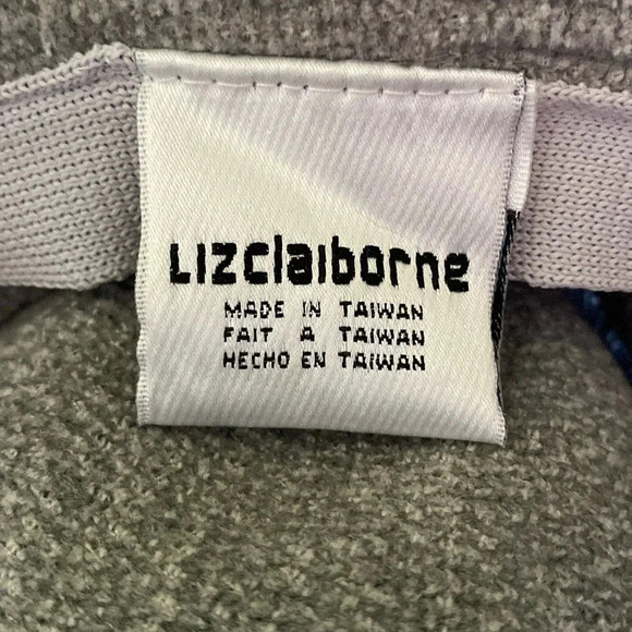 LIZ CLAIBORNE chenille soft bucket hat gray metal logo vintage NEW size osfa
